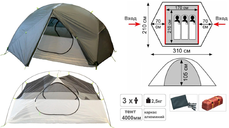 Палатка Tramp Cloud 3 Si Палатка Tramp Cloud 3 Si за 7500 грн
