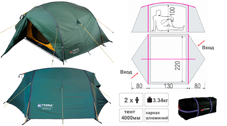 Палатка Terra Incognita Bravo 2  Aluminium Палатка Terra Incognita Bravo 2  Aluminium за 4000 грн
